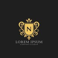 n eerste brief luxe logo sjabloon in vector kunst voor restaurant, royalty, boetiek, cafe, hotel, heraldisch, sieraden, mode en andere vector illustratie.