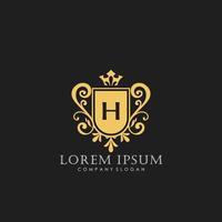 h eerste brief luxe logo sjabloon in vector kunst voor restaurant, royalty, boetiek, cafe, hotel, heraldisch, sieraden, mode en andere vector illustratie.