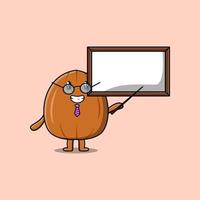 tekenfilm amandel noot leraar met groot whiteboard vector