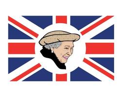 koningin Elizabeth gezicht portret met Brits Verenigde koninkrijk vlag nationaal Europa embleem symbool icoon vector illustratie abstract ontwerp element