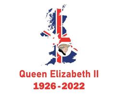 koningin Elizabeth gezicht portret 1926 2022 rood met Brits Verenigde koninkrijk vlag kaart nationaal Europa embleem icoon vector illustratie abstract ontwerp element