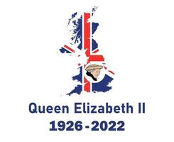 koningin Elizabeth gezicht portret 1926 2022 blauw met Brits Verenigde koninkrijk vlag kaart nationaal Europa embleem icoon vector illustratie abstract ontwerp element