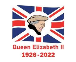 koningin Elizabeth gezicht portret 1926 2022 rood met Brits Verenigde koninkrijk vlag lint nationaal Europa embleem icoon vector illustratie abstract ontwerp element
