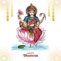 mooi viering gelukkig dhanteras Aan godin maa lakshmi kaart achtergrond vector