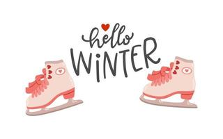 figuur het schaatsen skates belettering vlak ontwerp geïsoleerd Aan wit vector illustratie