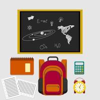 bewerkbare schoolbord met school- elementen vector illustratie voor onderwijs verwant ontwerp