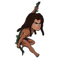 tarzan chibi mascotte logo ontwerp vector