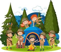 kinderen camping uit Bij de Woud vector