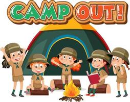 groep van kinderen camping uit vector
