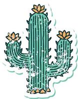 iconisch verontrust sticker tatoeëren stijl beeld van een cactus vector