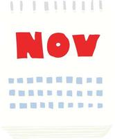 vlak kleur illustratie van kalender tonen maand van november vector