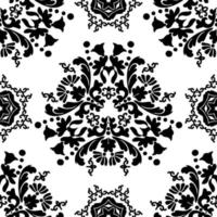 zwart en wit abstractie met een bloemen patroon Aan een wit achtergrond. naadloos wijnoogst patroon. vector illustratie.