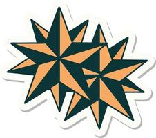 sticker van tatoeëren in traditioneel stijl van sterren vector