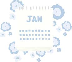 vlak kleur illustratie van kalender tonen maand van januari vector