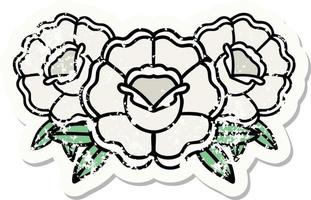 verontrust sticker tatoeëren in traditioneel stijl van een boeket van bloemen vector