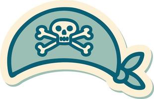 sticker van tatoeëren in traditioneel stijl van piraat hoofd sjaal vector