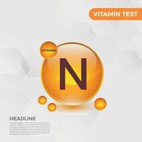 n vitamine icoon logo gouden druppel, complex druppel. medisch achtergrond heide vector illustratie