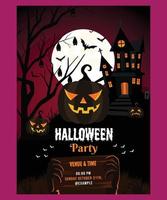 halloween partij folder, achtervolgd huis donker kasteel, gelukkig halloween uitnodiging folder vector