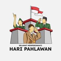 selamat hari pahlawan middelen gelukkig heroes nationaal Indonesië dag vector