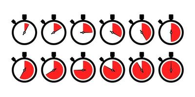 rood countdown stopwatch pictogrammen vector
