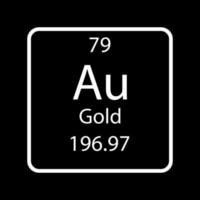 gouden symbool. scheikundig element van het periodiek systeem. vectorillustratie. vector