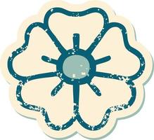 iconisch verontrust sticker tatoeëren stijl beeld van een bloem vector