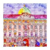 hofburg Wenen Oostenrijk waterverf schetsen hand- getrokken illustratie vector