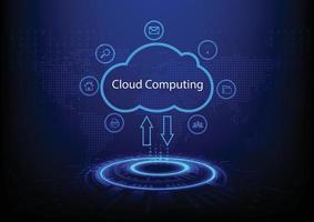 grafiek ontwerp hi-tech technologie wolk berekenen concept. computer toegang krijgen tot online netwerk communicatie van de wolk, vector illustratie