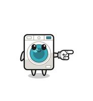 het wassen machine mascotte met richten Rechtsaf gebaar vector