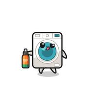 schattig het wassen machine Holding mug afstotend vector