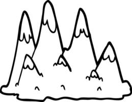 zwart en wit tekenfilm bergen vector