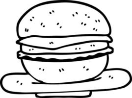 zwart en wit tekenfilm hamburger vector