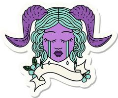 sticker van een tiefling karakter gezicht vector