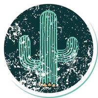 iconisch verontrust sticker tatoeëren stijl beeld van een cactus vector