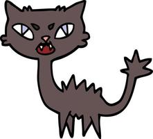hand- getrokken tekening stijl tekenfilm halloween zwart kat vector
