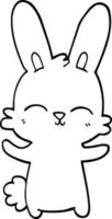 schattig zwart en wit tekenfilm konijn vector