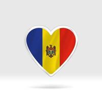 hart van Moldavië vlag. zilver knop hart en vlag sjabloon. gemakkelijk bewerken en vector in groepen. nationaal vlag vector illustratie Aan wit achtergrond.
