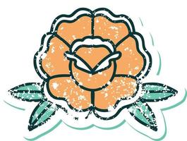 iconisch verontrust sticker tatoeëren stijl beeld van een bloem vector