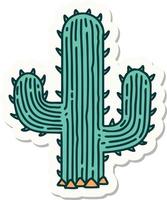 sticker van tatoeëren in traditioneel stijl van een cactus vector