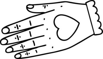 tatoeëren in zwart lijn stijl van een hand- vector