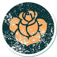 iconisch verontrust sticker tatoeëren stijl beeld van een bloem vector