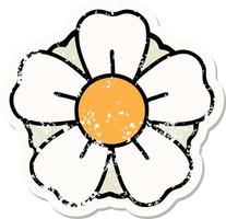 verontrust sticker tatoeëren in traditioneel stijl van een bloem vector