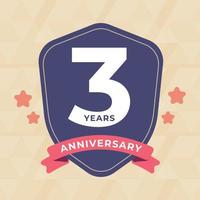 3e derde verjaardag vieren icoon logo etiket vector evenement goud kleur schild