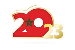 jaar 2023 met Marokko vlag patroon. vector