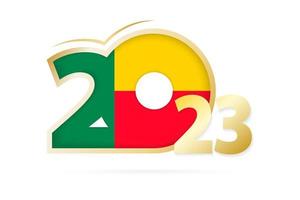 jaar 2023 met Benin vlag patroon. vector