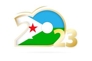 jaar 2023 met Djibouti vlag patroon. vector