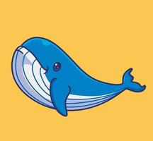 schattig blauw walvis zwemmen. geïsoleerd tekenfilm dier illustratie. vlak stijl sticker icoon ontwerp premie logo vector. mascotte karakter vector