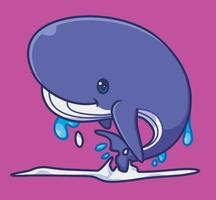 schattig blauw walvis vlieg. geïsoleerd tekenfilm dier illustratie. vlak stijl sticker icoon ontwerp premie logo vector. mascotte karakter vector