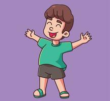 gelukkig kinderen handen omhoog. geïsoleerd tekenfilm persoon illustratie. vlak stijl sticker element vector