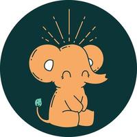 icoon van tatoeëren stijl schattig olifant vector
